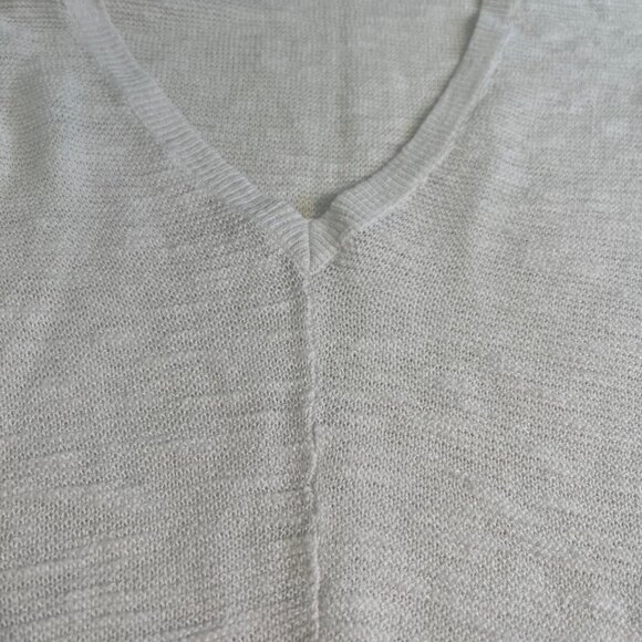 Eileen Fisher Womens Linen Open Knit V Neck Sweater Size XS Short Sleeve White - Picture 3 of 8